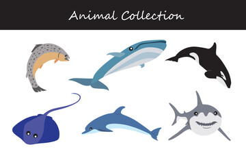 Animals collection. Flat style vector illustration.