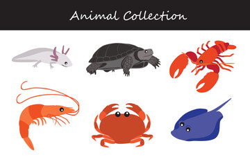 Animals collection. Flat style vector illustration.