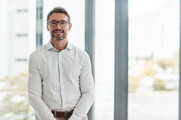 Mature man, executive and portrait with smile from legal, business and consultant with law firm....