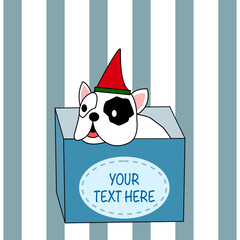  Cute French Bulldog puppy in gift box .vector and illustration.