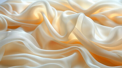 Obraz premium Close-up of rippled beige silk fabric with soft folds.