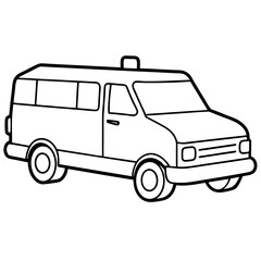 ambolance outline coloring book page line art illustration digital drawing