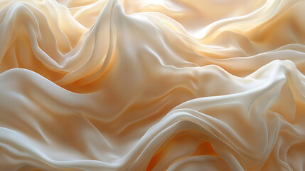 Obraz premium Close-up of rippled beige silk fabric with soft folds.