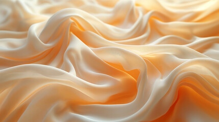 Obraz premium Close-up of rippled beige silk fabric with soft folds.