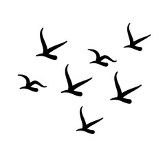 Flock of bird silhouette Vector icon 