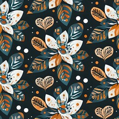 Fototapeta premium Elegant Purple and Blue Flower Pattern with Symmetrical Arrangement