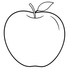 apple outline coloring book page line art illustration digital drawing