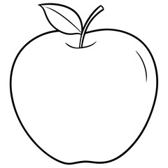 apple outline coloring book page line art illustration digital drawing
