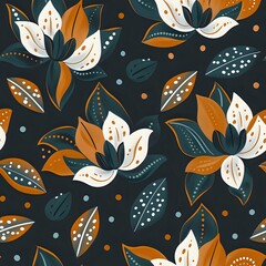Naklejka premium Complex Flower and Leaf Pattern in Modern Style