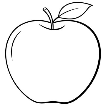 recommend clip art: apple outline coloring book page line art illustration digital drawing