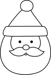 Cute Santa Claus face outline vector.
Santa Claus Avatar Coloring Drawing.