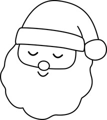 Cute Santa Claus face outline vector.
Santa Claus Avatar Coloring Drawing.