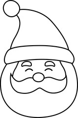Cute Santa Claus face outline vector.
Santa Claus Avatar Coloring Drawing.