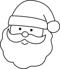 Cute Santa Claus face outline vector.
Santa Claus Avatar Coloring Drawing.