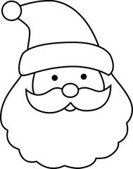 Cute Santa Claus face outline vector.
Santa Claus Avatar Coloring Drawing.