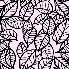 Medium Scale Leaf Pattern on Light Purple Background