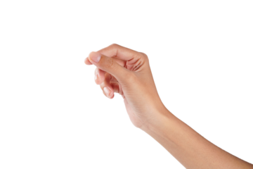 Hand holding something hand pose isolated transparent
