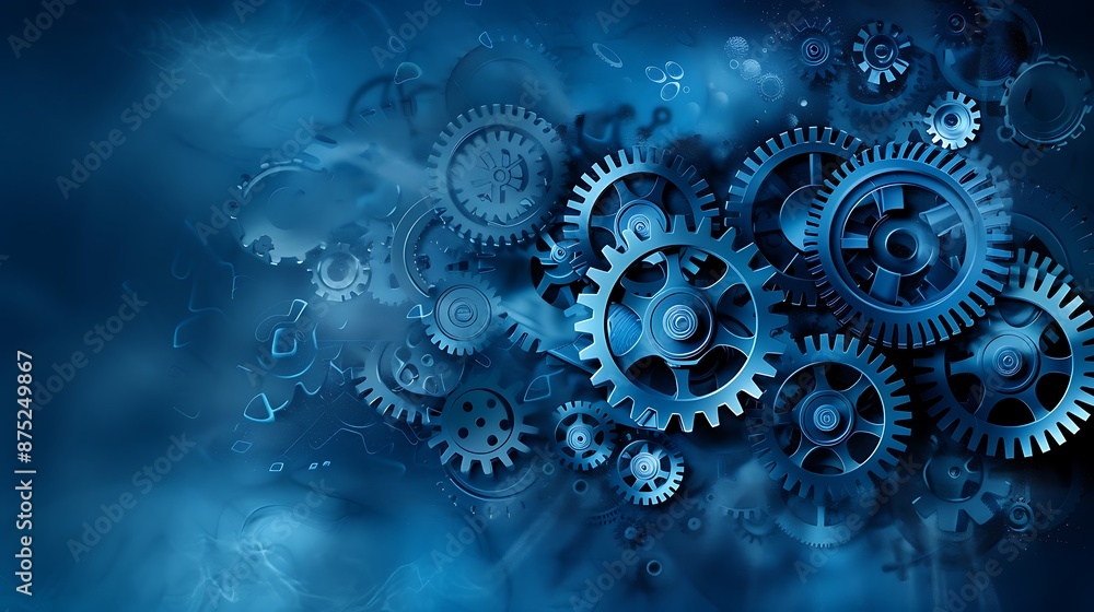 Aufkleber create an abstract background of gears and cogs working in harmony, symbolizing the inner workings o