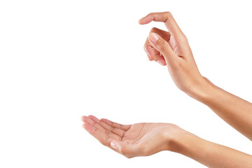 Hand holding something hand pose isolated transparent