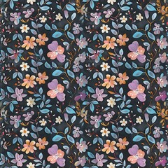 Colorful Floral Design on Dark Background