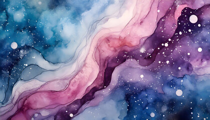 cosmic watercolor background marble pattern. Generative AI.