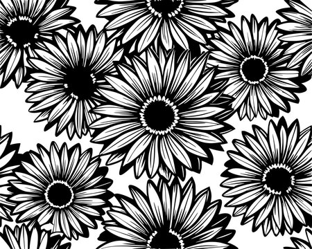 seamless pattern of beautiful garbera flowers