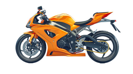 Fototapeta premium dynamic Orange Sport Bike Motorcycle: Side View - Isolated on Transparent Background