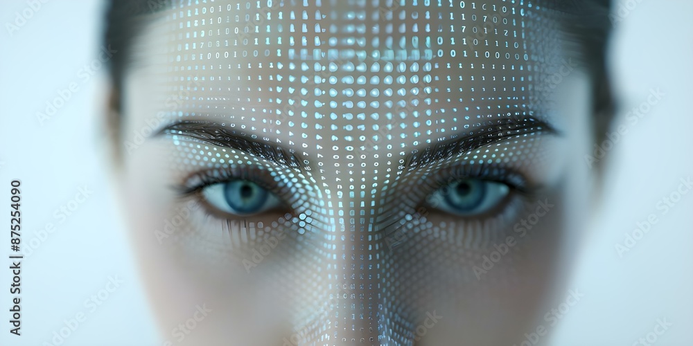 Poster creating realistic fake images using digital technology the impact of facial recognition and machine
