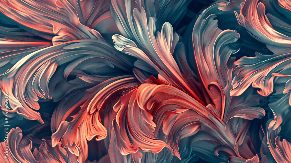 Poster organic shapes and flowing lines create an intricate floral pattern on abstract background with eleg
