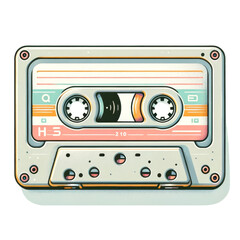 Fototapeta premium Vintage Audio Cassette Tape Isolated on White Background, Png File