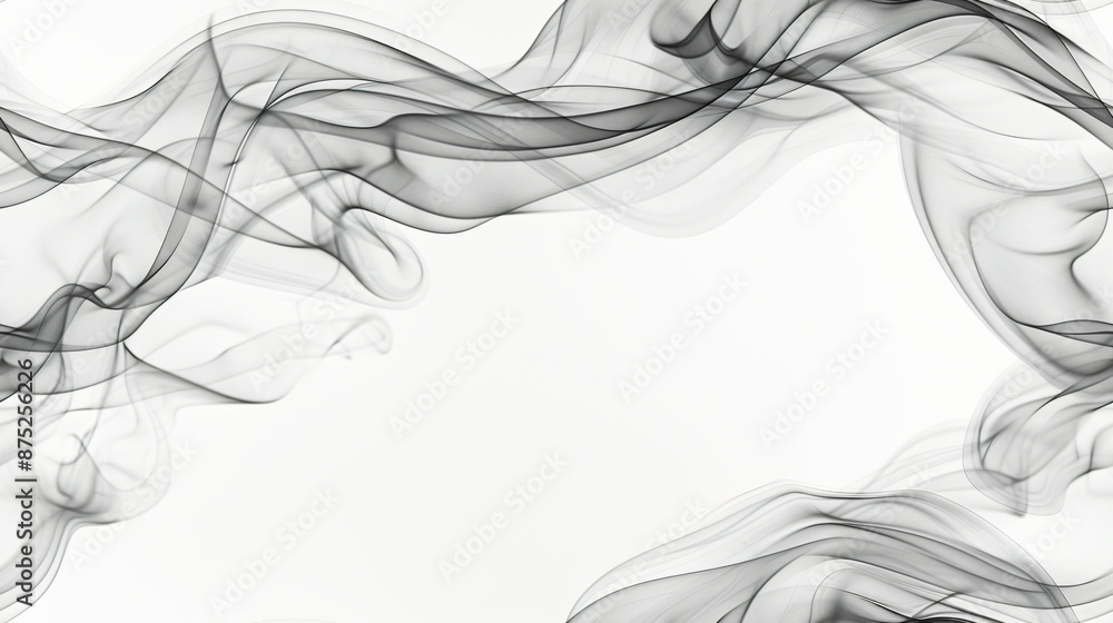 Poster black smoke forms an abstract shape against a white backdrop