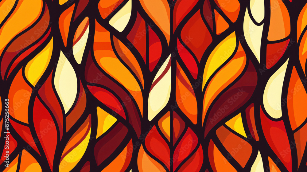 Poster Flaming fire gradient seamless pattern on dark background with upward flow