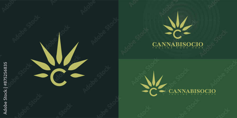 Aufkleber abstract initial letters c or cc logo in green color isolated on multiple background colors. the log