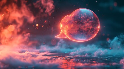 A visually striking image capturing the essence of communication through a speech bubble icon, symbolizing the power of expression in the digital age, rendered in realistic detail in