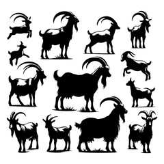 Goat Silhouette style with white background