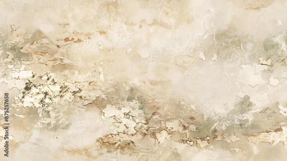 Poster Grunge beige wall texture with cracked paint creating an abstract pattern, ideal for background use