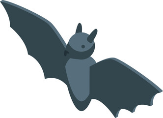 Isometric grey bat spreading its wings, a spooky halloween illustration