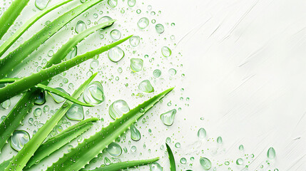 Fresh green leaves of aloevera on a white background