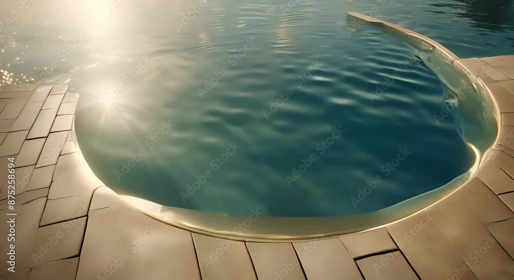 Poster a close up image of the surface of a pool with sunlight reflecting off the water creating a shimmeri