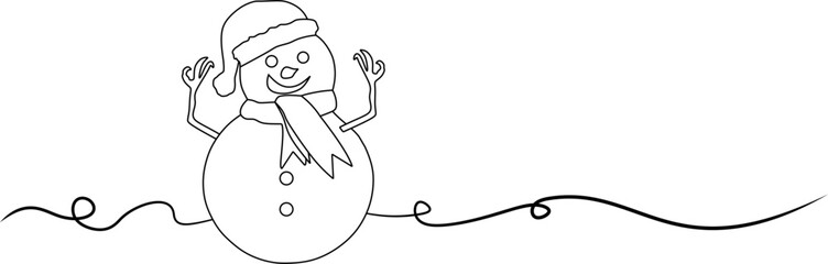 line art snowman silhouette illustration background for a christmas 