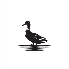 Duck silhouette vector art illustration