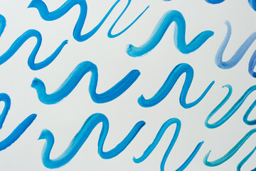 wavy blue lines on blank paper