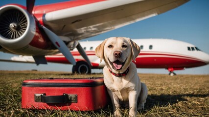 Transporting animals on an airplane. Air travel with a dog, vacation with a pet, tickets for dogs and cats
