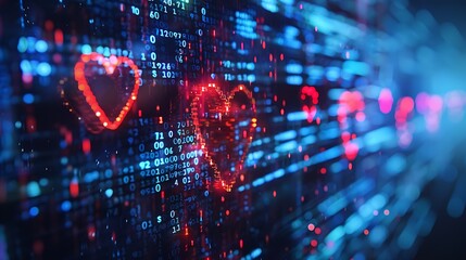 Digital loading symbol with heart symbols