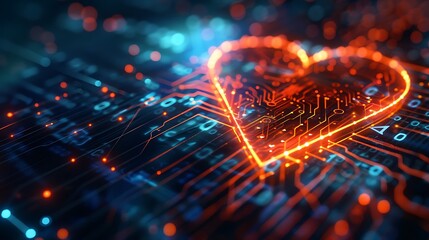 Digital loading symbol with heart symbols