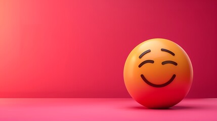Emoji winking with smiley face isolated on pink and red background