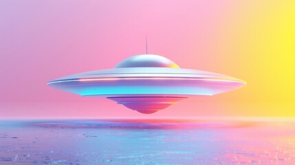 Obraz premium Flying saucer isolated on colorful background