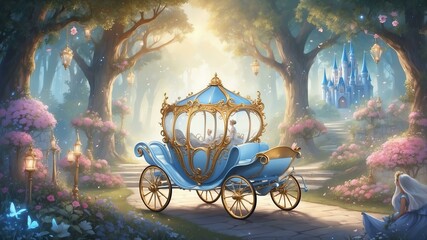 fairytale wedding cinderella carriage enchanted forest flat banner theme