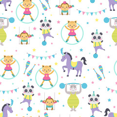 cartoon circus seamless pattern