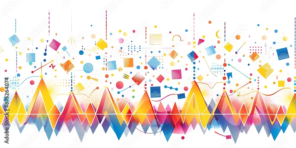 Poster the design includes bold outlines, flat colors, simple shapes, a large triangle shape at one end and